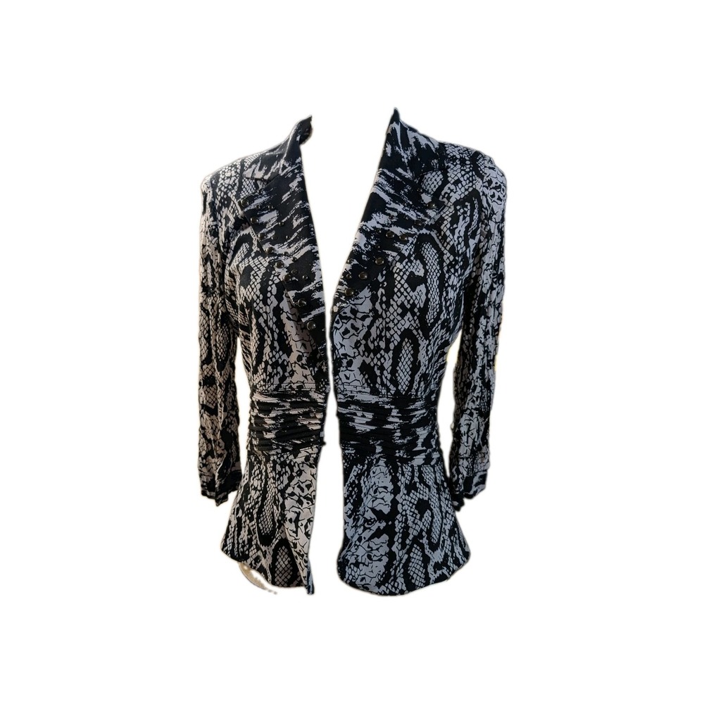 Alberto Makali Women's Jacket Size M Black & White Snakeskin Print Poly Spandex